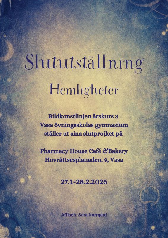 Bildkonstlinjen åk 3 presenterar sin slututställning med namnet Hemligheter.