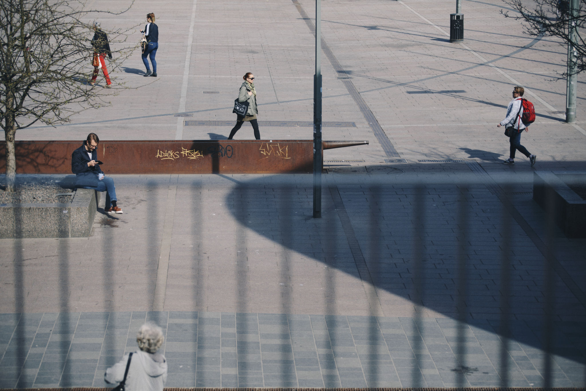 Torg med människor.