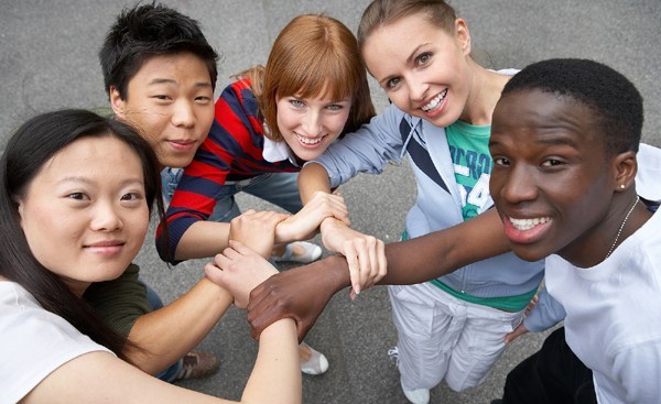 young people of different ethnic groups on the street