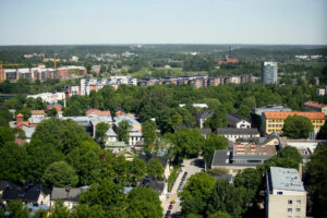 Fågelvy av campus.