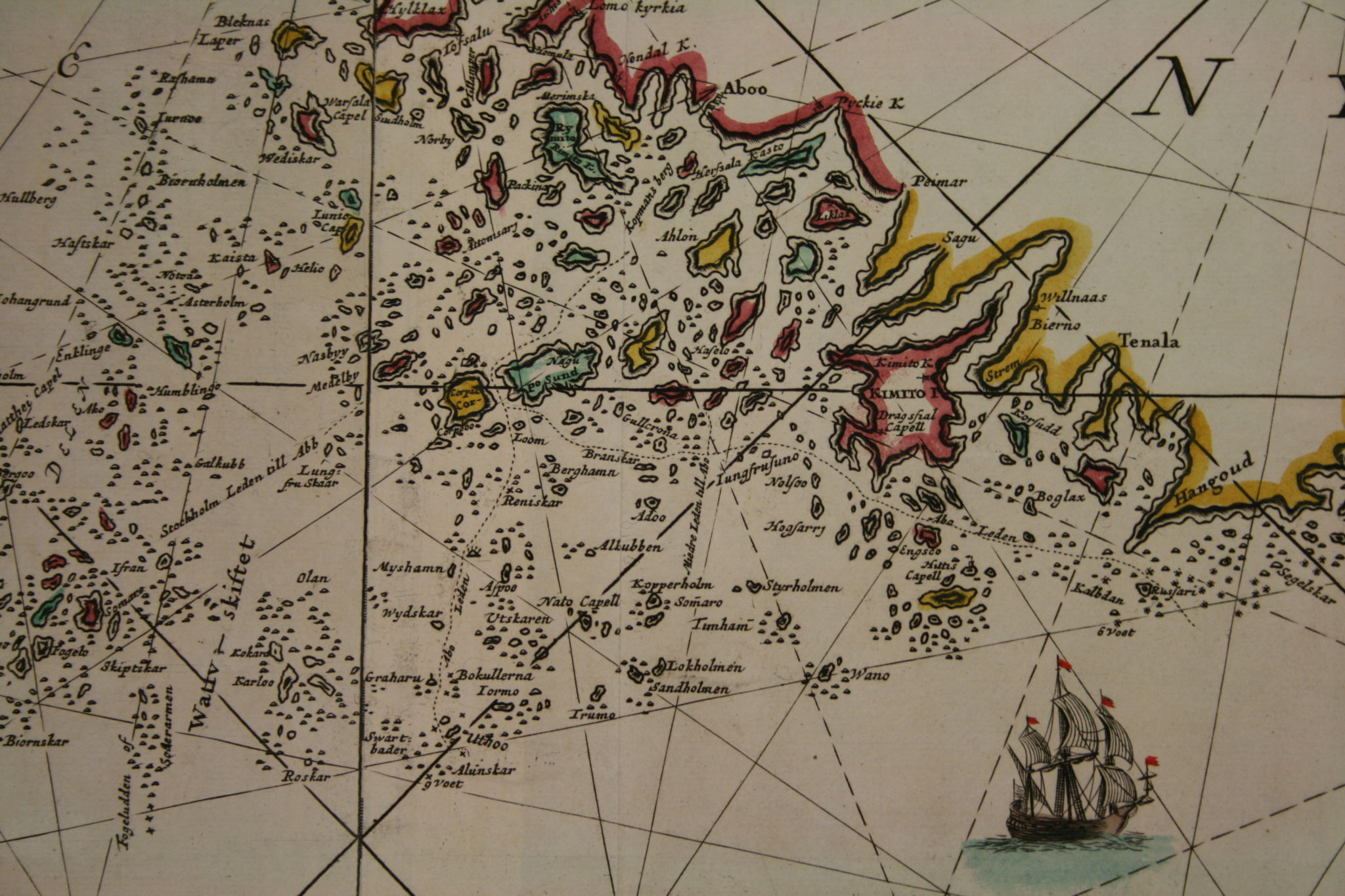 Gammal karta över skärgården.