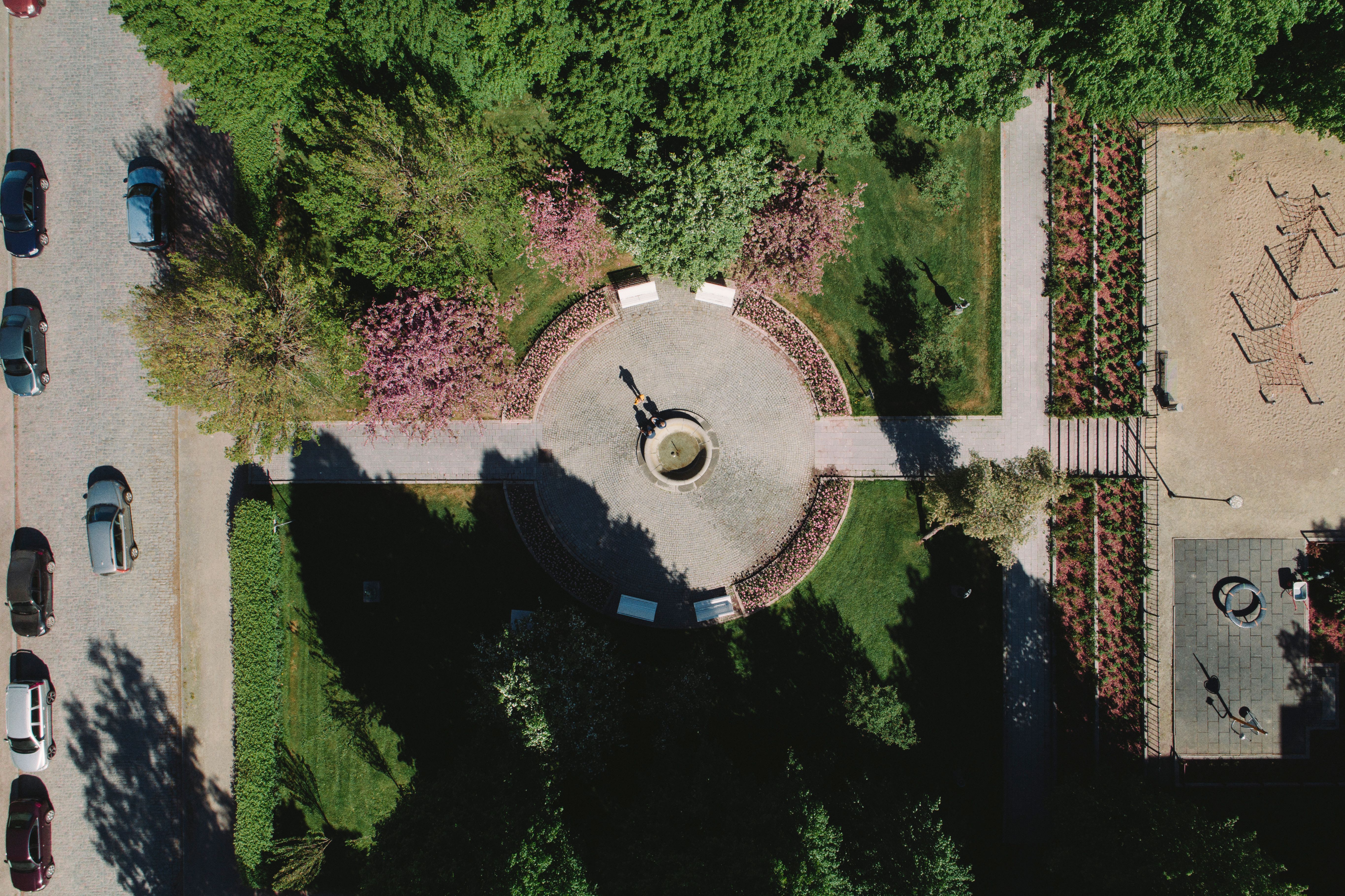 Flygbild på park i Vasa.