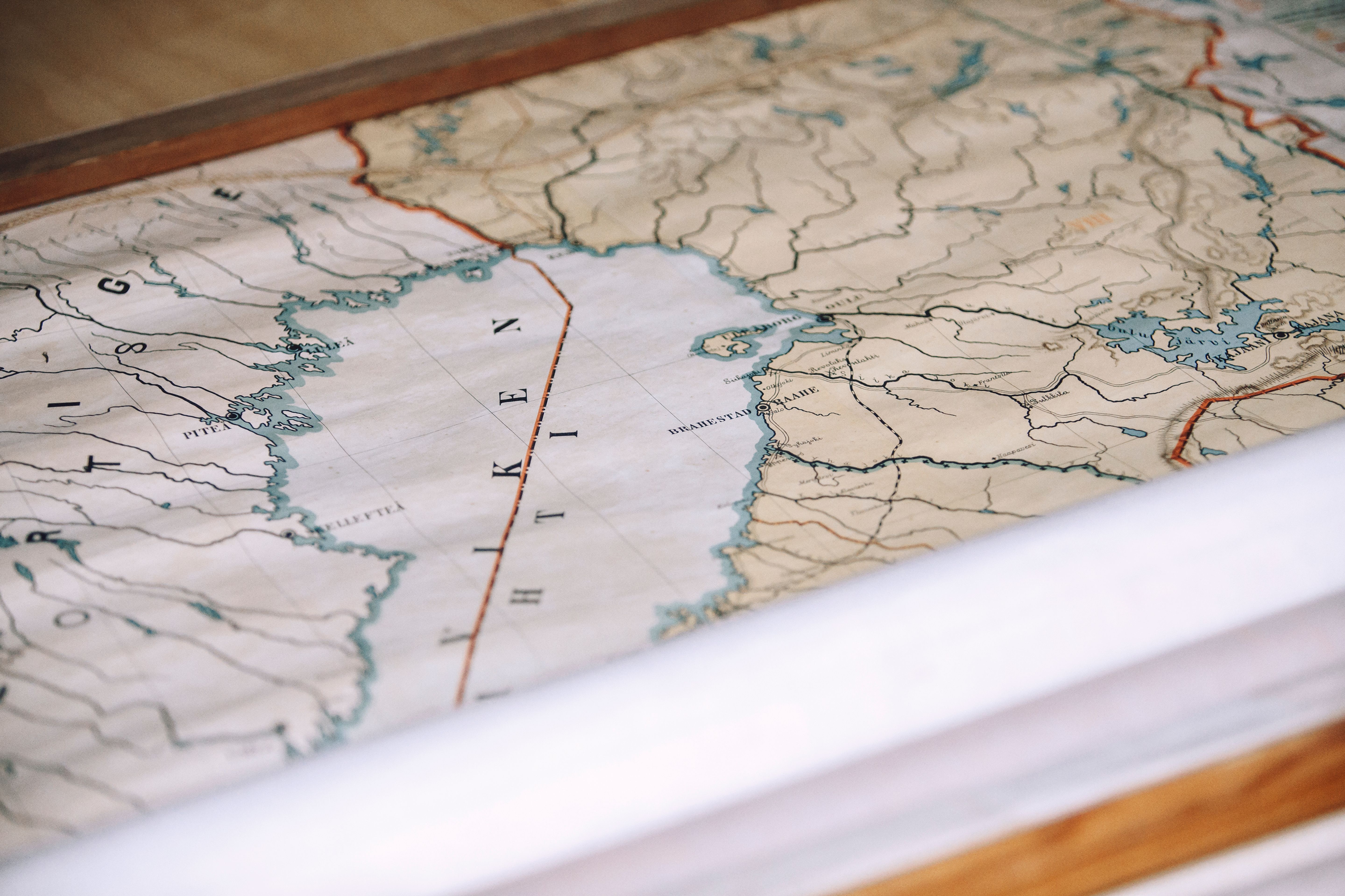 Detalj från en gammal karta över Finland.