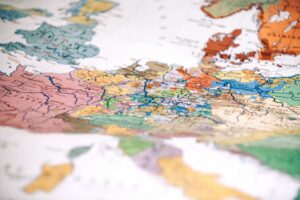 Gammal karta över centrala Europa.