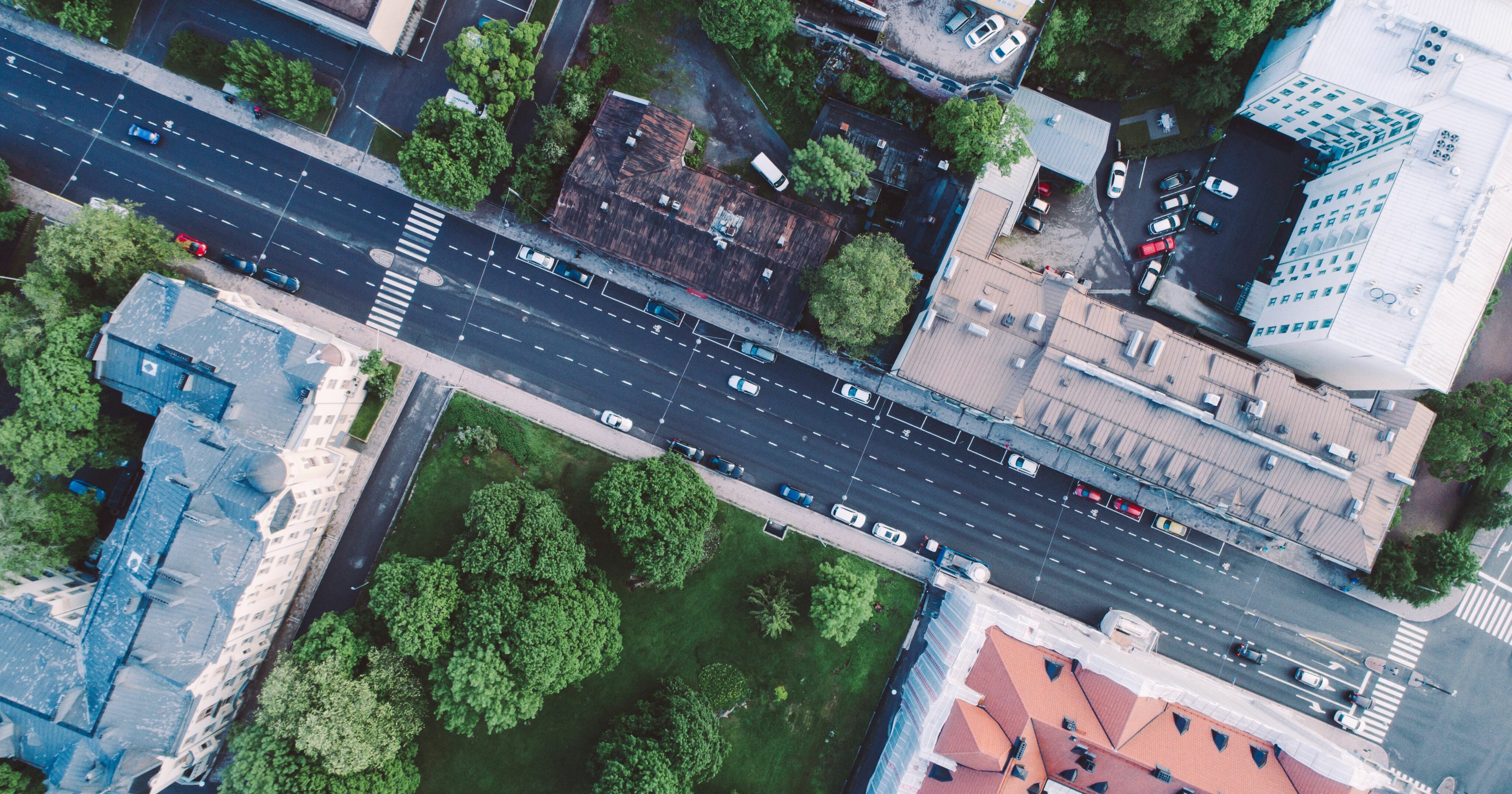 Flygbild på kaskisgatan i Åbo.