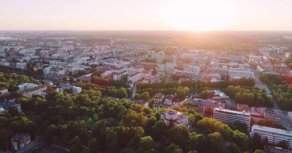 Flygbild över Åbo.