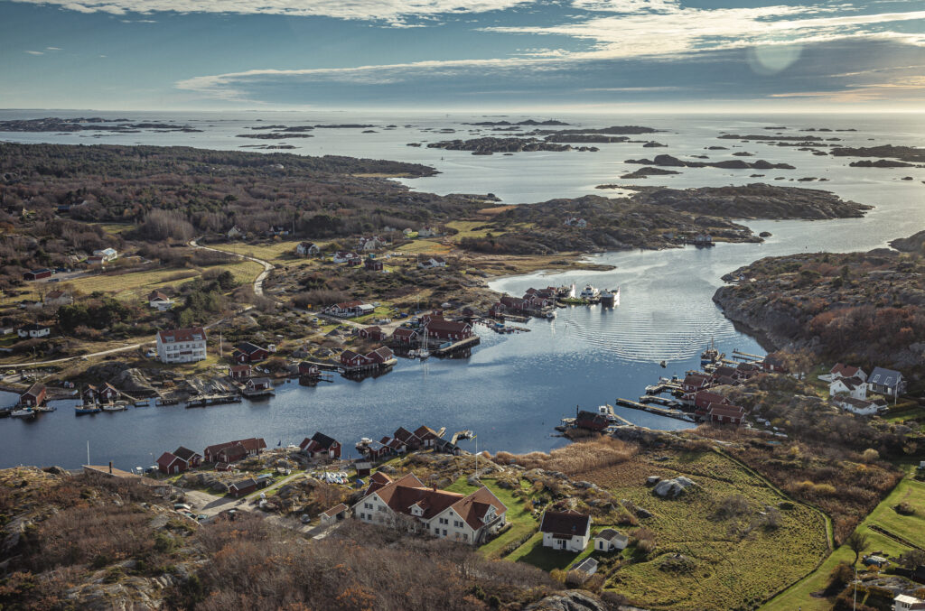 A view over Koster sound, water and islands.