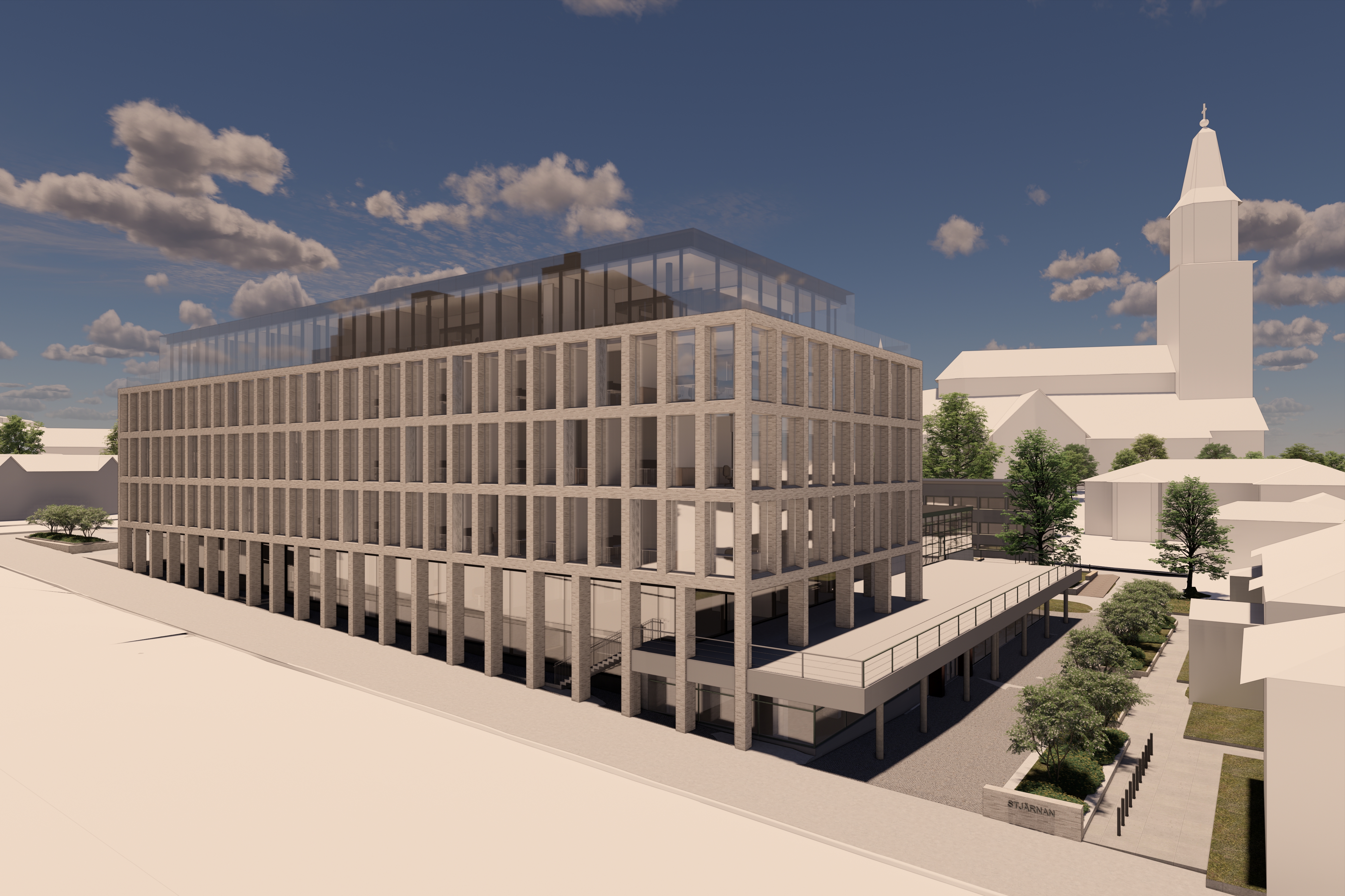 Preliminary draft of the new building in the Stjärnan block (kvarteret Stjärnan). Image: Sigge Arkkitehdit Oy.