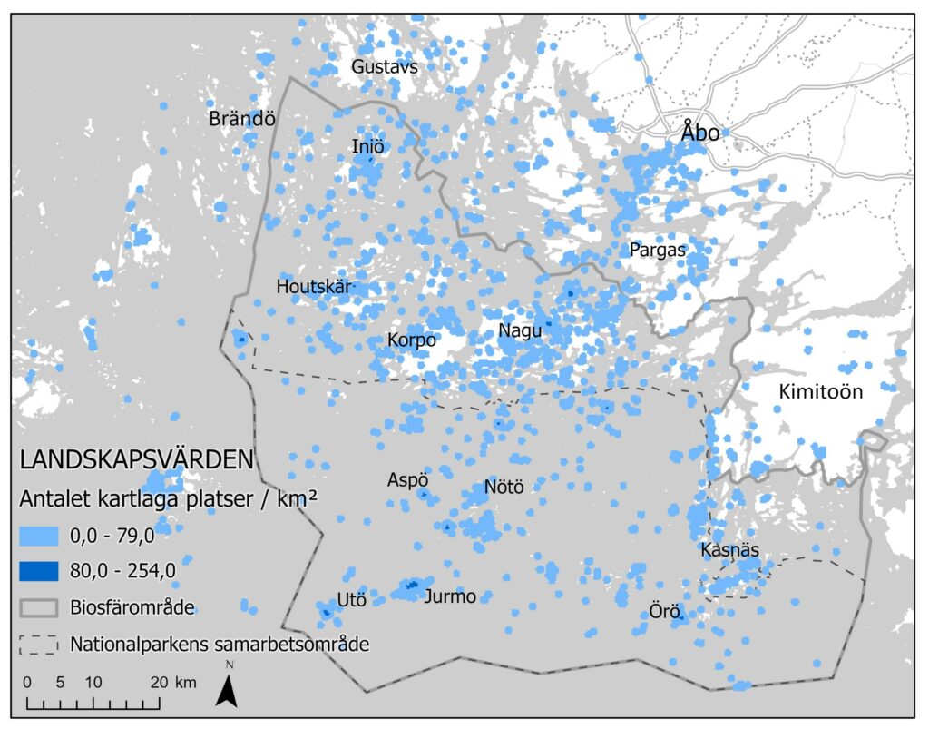 Kartan visar Åbolands skärgård.