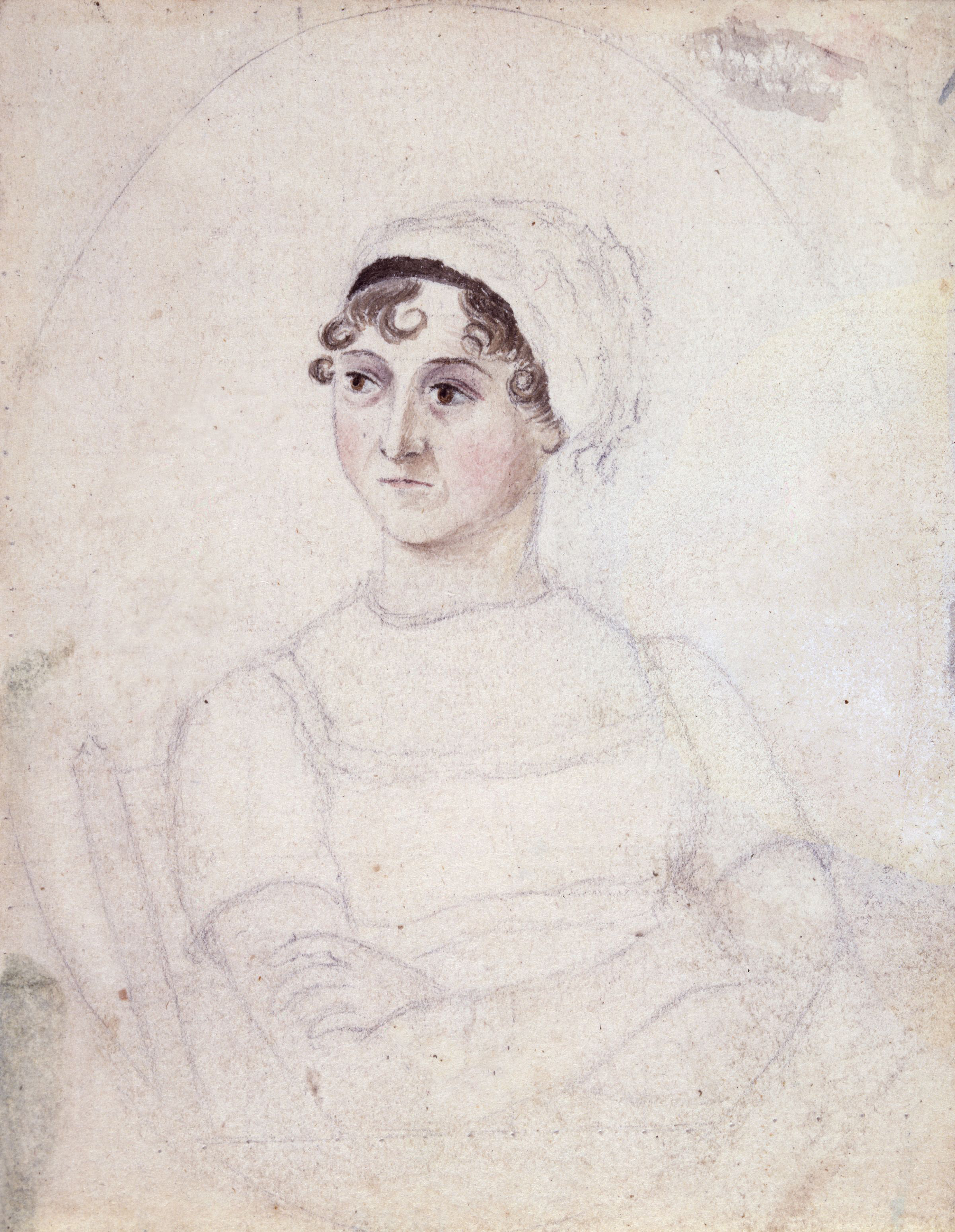 Blyertsporträtt av Jane Austen från 1810.