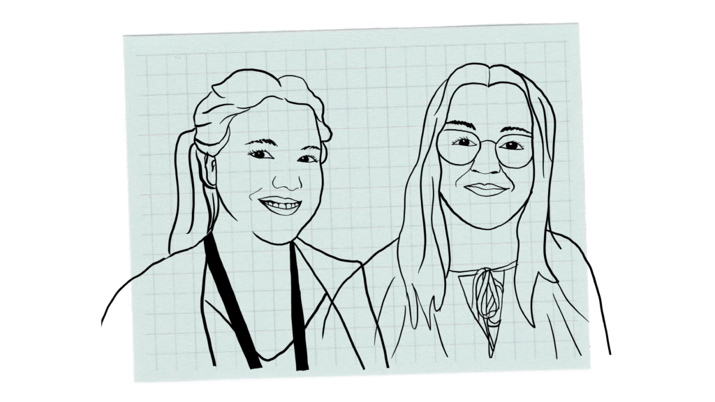 Fortbildningsdeltagarna Emilia Still och Fanny Uusitalo