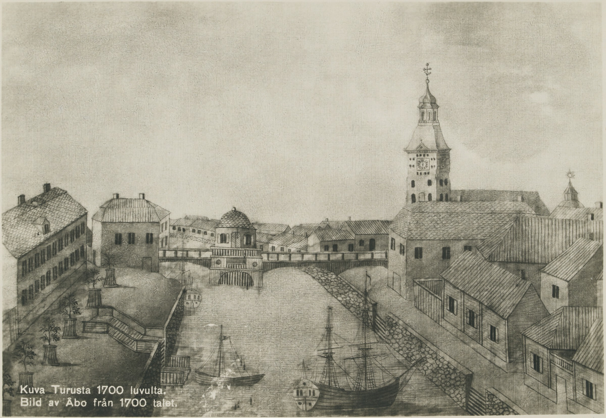 1700-talet och Norden - The eighteenth century and the North. Bakgrund: Åbo på 1700-talet, Åbo Background: Turku in the 18th century. (Museiverket/Museovirasto)